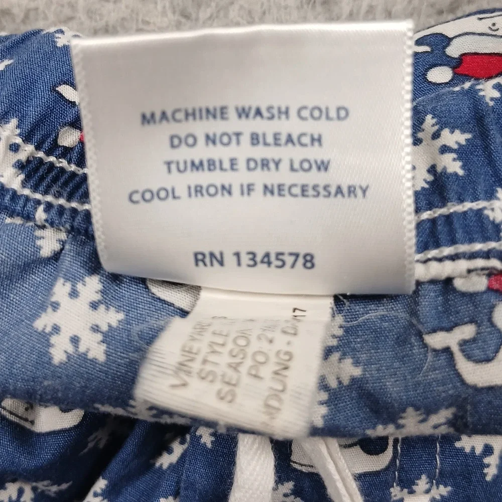 Vineyard Vines Pajama‎ Pants Men's L Blue Snowflake Print Cotton Lounge